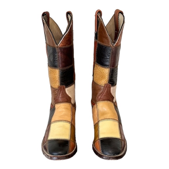 Size 6.5 Vintage Larry Mahan Genuine leather patch work western cowboy boots. - Picture 6 of 15